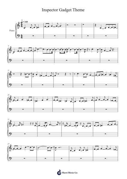 Inspector Gadget Theme Sheet Music by undefined-Arr.Efbin Kimsie