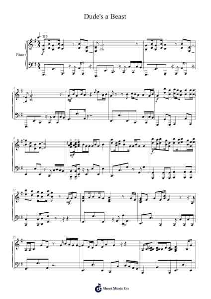Dude's a Beast Sheet Music by Schmoyoho/Jacksepticeye-Arr.Shirnett