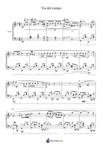Via del campo Musica per pianoforte di Fabrizio De André - Arr.Uppold Bruckey