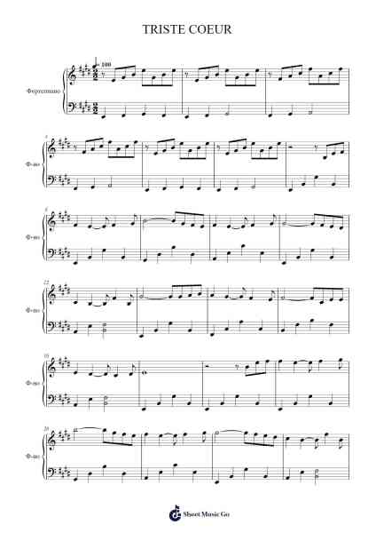 TRISTE COEUR Sheet Music by undefined-Arr.Bronjean