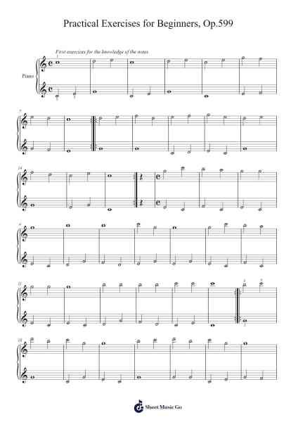 Practical Exercises for Beginners, Op.599 Sheet Music by Carl Czerny-Arr.Mondlius
