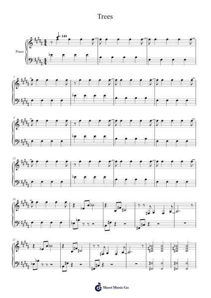 Trees Sheet Music by Twenty One Pilots-Arr.Louann Bonpe
