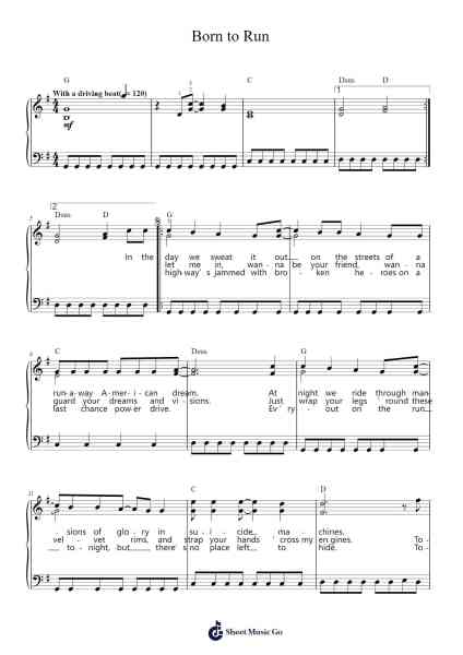 Born to Run Sheet Music by Bruce Springsteen-Arr.Jerhue
