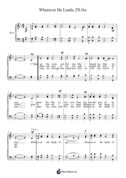 Wherever He Leads, I'll Go Sheet Music by B.B. McKinney-Arr.Simpdre
