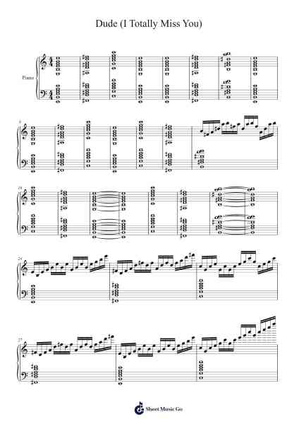 Dude (I Totally Miss You) Sheet Music by Tenacious D-Arr.Egpert