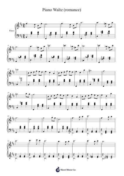 Piano Waltz (romance) Sheet Music by Majean Needham-Arr.Dempdawn Ftance