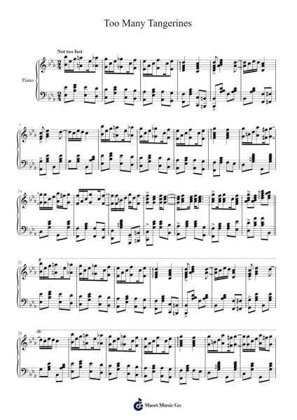 Too Many Tangerines Sheet Music by Xebaird Kerrwis-Arr.Gailgale