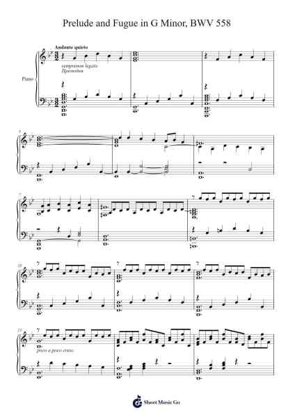 Prelude and Fugue in G Minor, BWV 558 Sheet Music by Johann Sebastian Bach-Arr.Croftsgreg