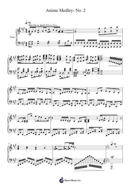 Anime Medley- No. 2 Sheet Music by LiSA-Arr.Bairddict Sasback