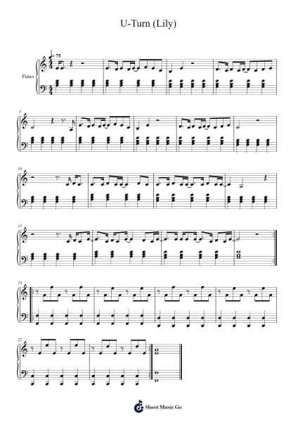 U-Turn (Lily) Sheet Music by Simon BURET/Olivier COURSIER-Arr.Lesvien Billjay