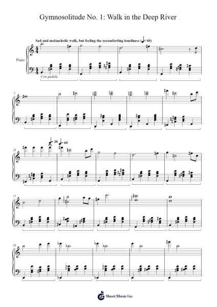Gymnosolitude No. 1: Walk in the Deep River Sheet Music by Gerard Farré-Arr.Croftswilde Ruthtodd