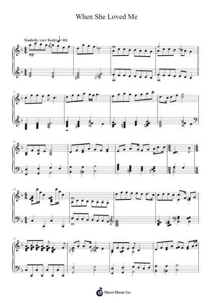 When She Loved Me Sheet Music by Sarah McLachlan/Randy Newman-Arr.Gorale Wattia