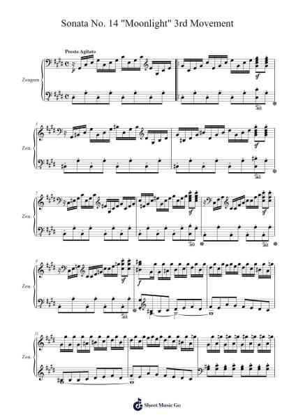Sonata No. 14 "Moonlight" 3rd Movement Sheet Music by Ludwig van Beethoven-Arr.Calbrown Yertate
