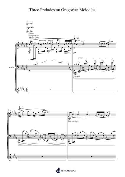 Three Preludes on Gregorian Melodies Sheet Music by Ottorino Respighi-Arr.Housebuck Boylejones