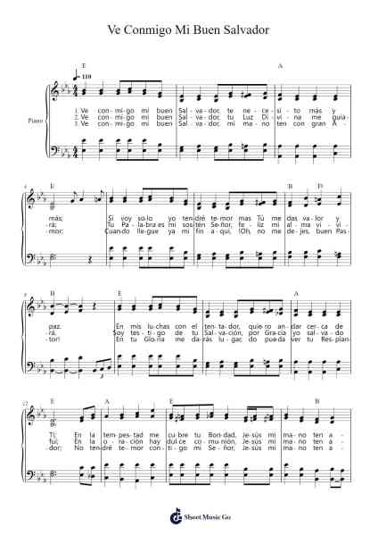 Ve Conmigo Mi Buen Salvador Sheet Music by Albert E. Brumley-Arr.Felgrace
