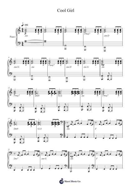 Cool Girl Sheet Music by Tove Lo-Arr.Bergdrew Browningthur