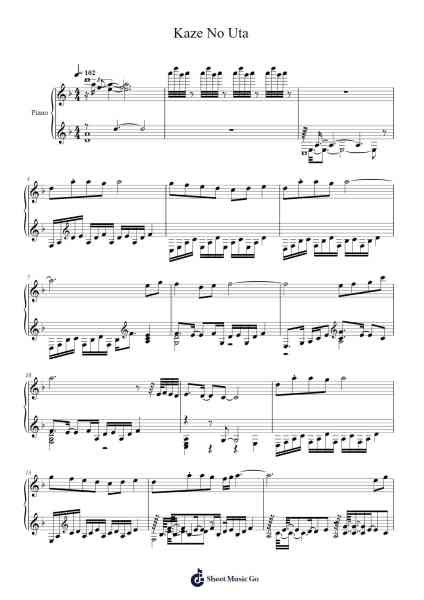Kaze No Uta Sheet Music by Paron Jersen-Arr.Dwighthart Mickrold