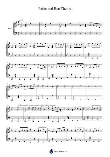 Parks and Rec Theme Sheet Music by undefined-Arr.Daitrid Piersliam