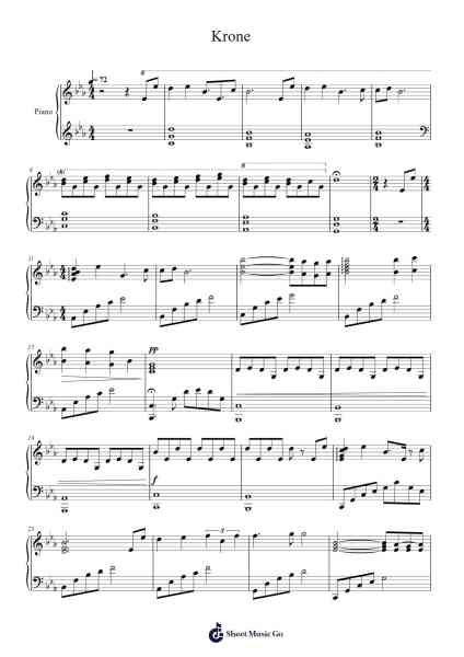 Krone Sheet Music by Hiroyuki Sawano-Arr.Temky Pisoll