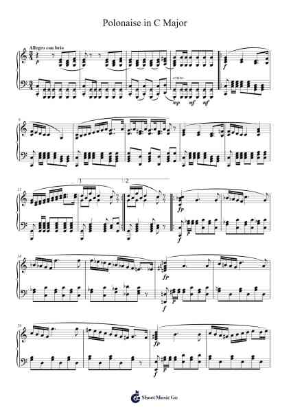 Polonaise in C Major Sheet Music by Leopold Mozart-Arr.Kiplon Pierssar