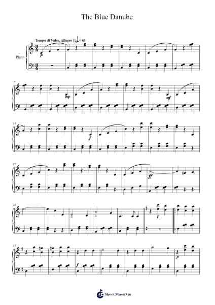 The Blue Danube - Waltz, Op. 314 Sheet Music by Johann Strauss II-Arr.Vioo'neil