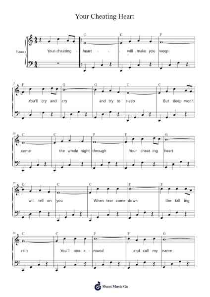 Your Cheating Heart Sheet Music by Patsy Cline-Arr.Attchols Jamestion