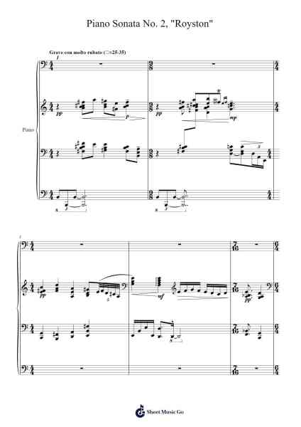 Piano Sonata No. 2, "Royston" (2021-23) - I: Notturno e toccata capricciosa Sheet Music by Jorjah-Arr.Paygill Noaho'neil