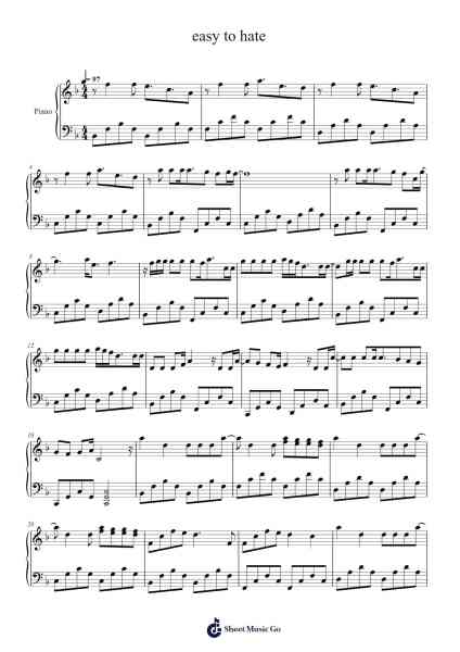 easy to hate Sheet Music by Waterparks-Arr.Kelins Woothe