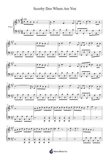 Scooby Doo Where Are You Theme Song Sheet Music by undefined-Arr.Chrisriah Sheicia