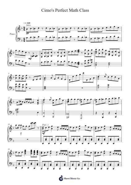 Cirno's Perfect Math Class Sheet Music by Marasy8-Arr.Chrisphael Reedno