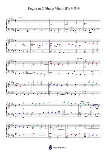 Fugue in C Sharp Minor, BWV 849 Sheet Music by Johann Sebastian Bach-Arr.Tybey