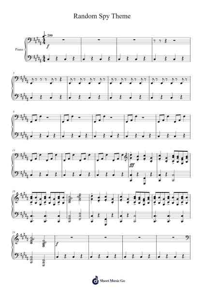 Random Spy Theme Sheet Music by undefined-Arr.Hoodlop