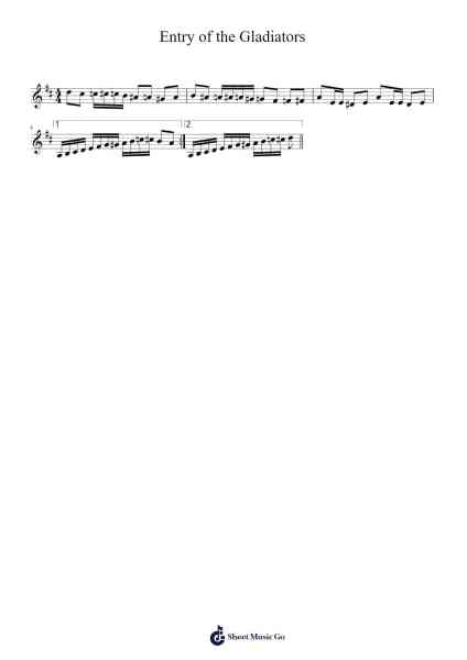 Entry of the Gladiators Sheet Music by anon.-Arr.Blitheclough