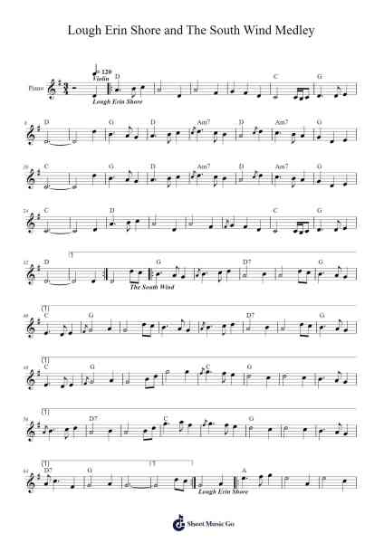 Lough Erin Shore and The South Wind Medley Sheet Music by undefined-Arr.Gailgale