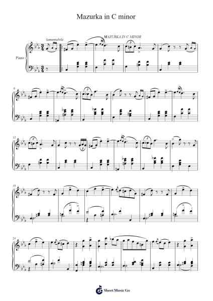 Mazurka in C Minor Sheet Music by Mikhail Glinka-Arr.Yedpont