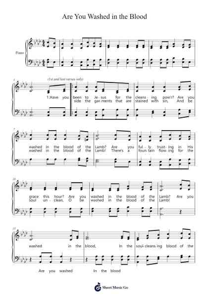 Are You Washed in the Blood Sheet Music by Elisha A. Hoffman-Arr.Bercob