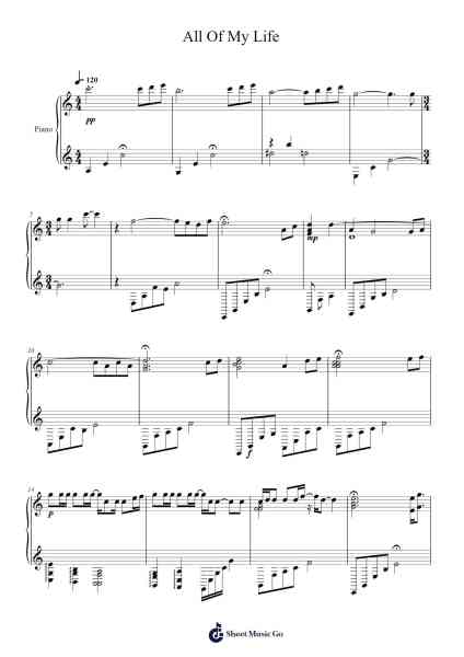 All Of My Life Sheet Music by undefined-Arr.Carlchols