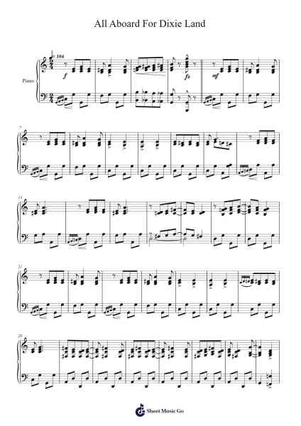 All Aboard For Dixie Land Sheet Music by GEORGE L. COBB-Arr.Chesria