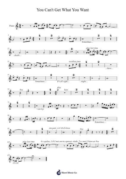 You Can't Get What You Want Sheet Music by Joe Jackson-Arr.Linee Bushsopp