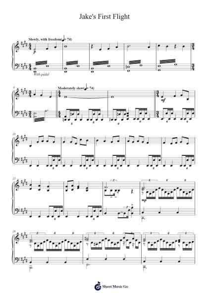 Jake's First Flight Musica per pianoforte di James Horner - Arr.Hufaithe Deantate