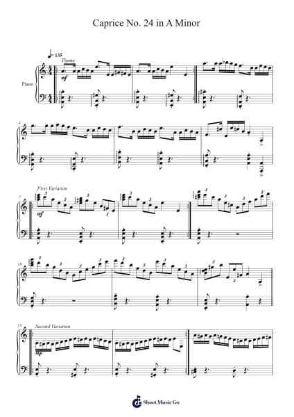 Caprice No. 24 in A Minor Sheet Music by Niccolò Paganini-Arr.Hula