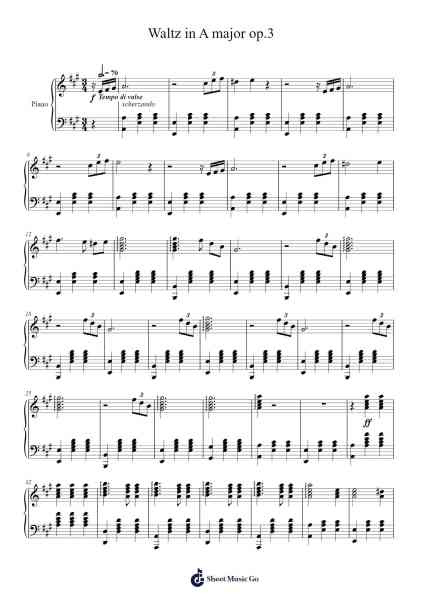 Waltz in A major op.3 Sheet Music by Eunise Polpold-Arr.Hullow