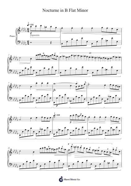 Nocturne in B Flat Minor Sheet Music by Frédéric Chopin-Arr.Egbeau