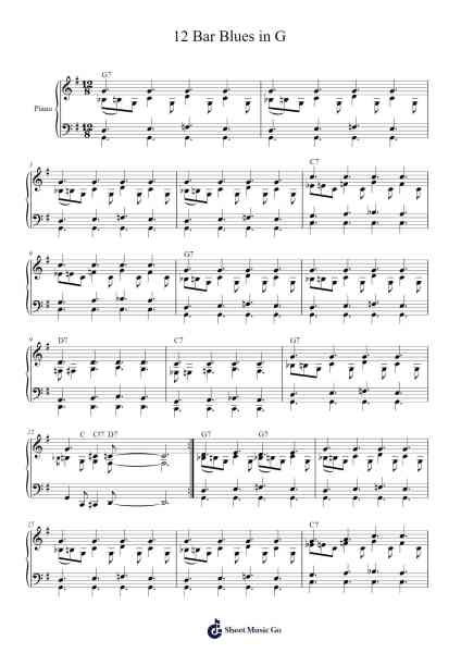 12 Bar Blues in G Sheet Music by Motphael-Arr.Clarknence