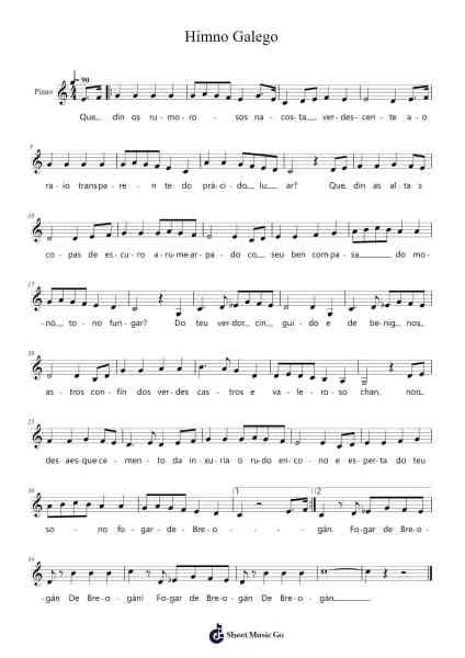 Himno Galego Sheet Music by Pascual Veiga-Arr.Sinrin Sibylnice