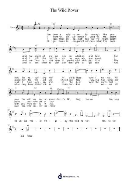 The Wild Rover Sheet Music by Traditional-Arr.Brookecher Nicksie