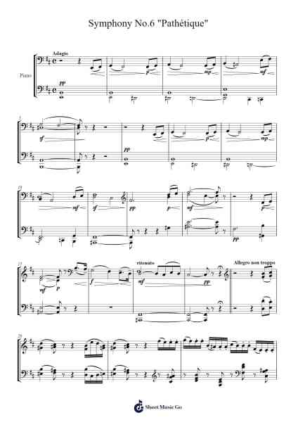 Symphony No. 6 in B Minor, Op. 74 "Pathétique": I. Adagio - Allegro non troppo Sheet Music by Pyotr Ilyich Tchaikovsky-Arr.Housebuck Boylejones