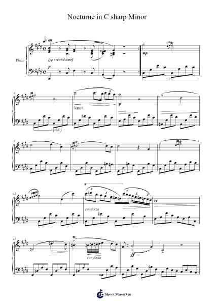 Nocturne in C sharp Minor Musica per pianoforte di Fryderyk Chopin - Arr.Vebted Saulquinn