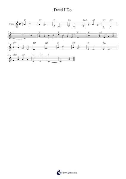Deed I Do Musica per pianoforte di undefined - Arr.Gemfoe Conchey
