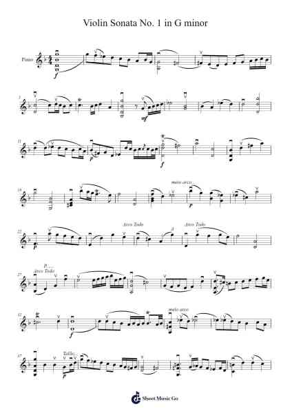 Violin Sonata No. 1 in G Minor Sheet Music by Johann Sebastian Bach-Arr.Foxbroad Wilsey
